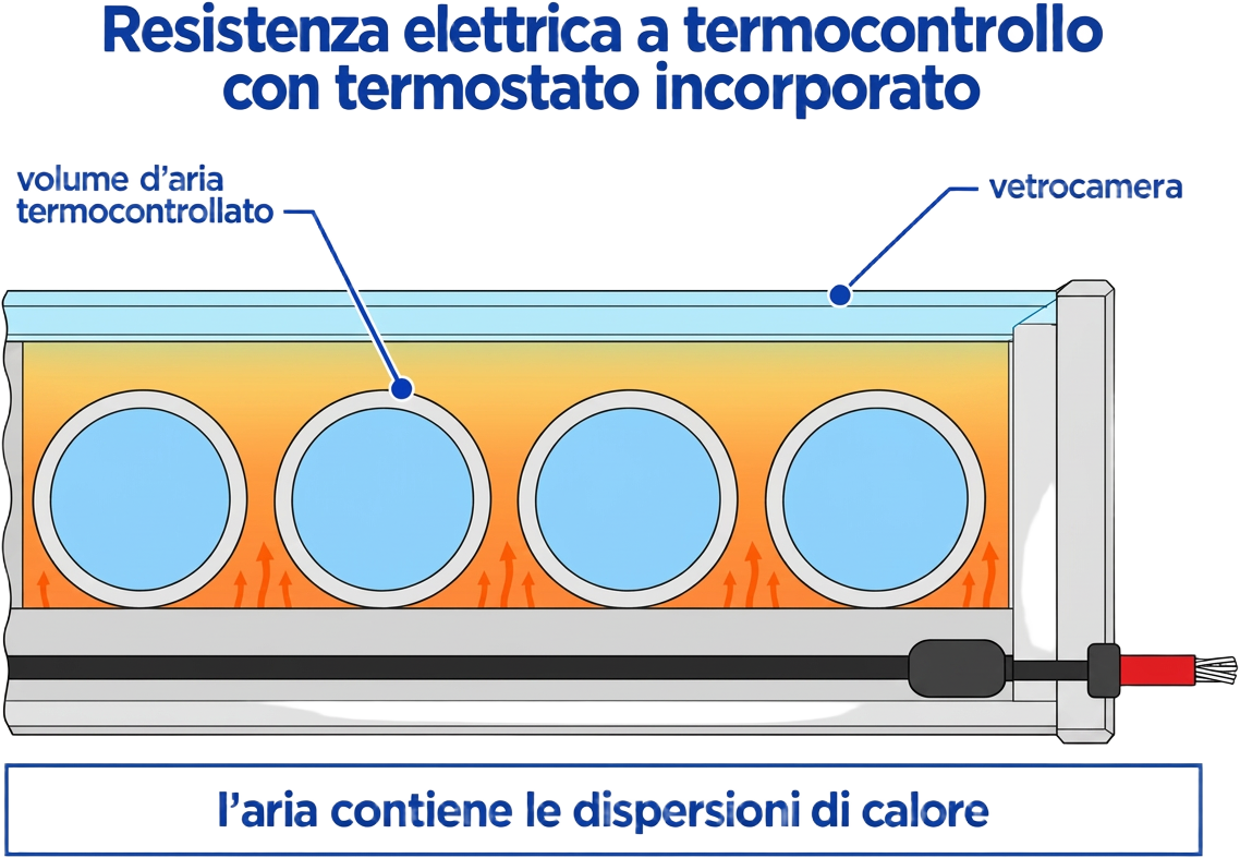 Schema della resistenza elettrica a termocontrollo con termostato incorporato AXISOL